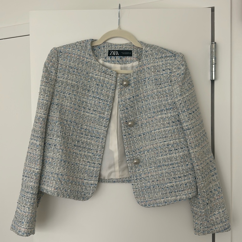 Zara light blue jacket excellent condition size medium